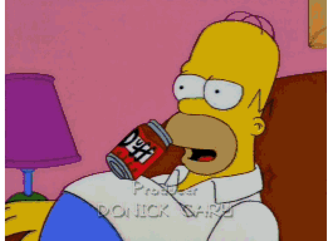 Homer Crushes Beer Can With Stomach