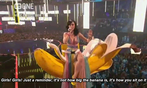Katy Perry On A Gigantic Banana GIF
