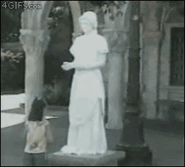 Statue Scares Kid GIF