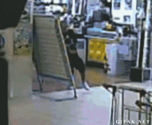 Thief Runs Through Glass Door