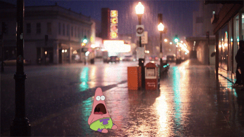 Surprised Patrick GIFs In The Rain
