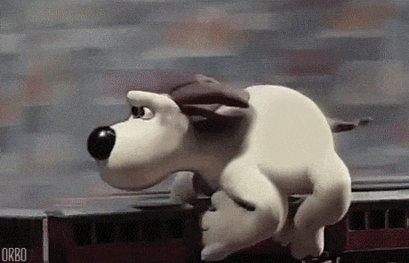 Gromit Crawling On A Train