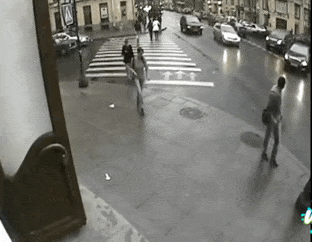 Pedestrian Narrowly Missing A Car Accident