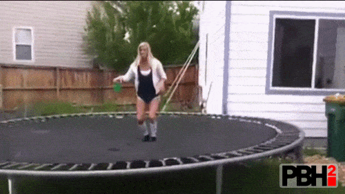 This Girl Jumping With Drink In Her Hand