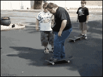 Fat Guy Versus Skateboard